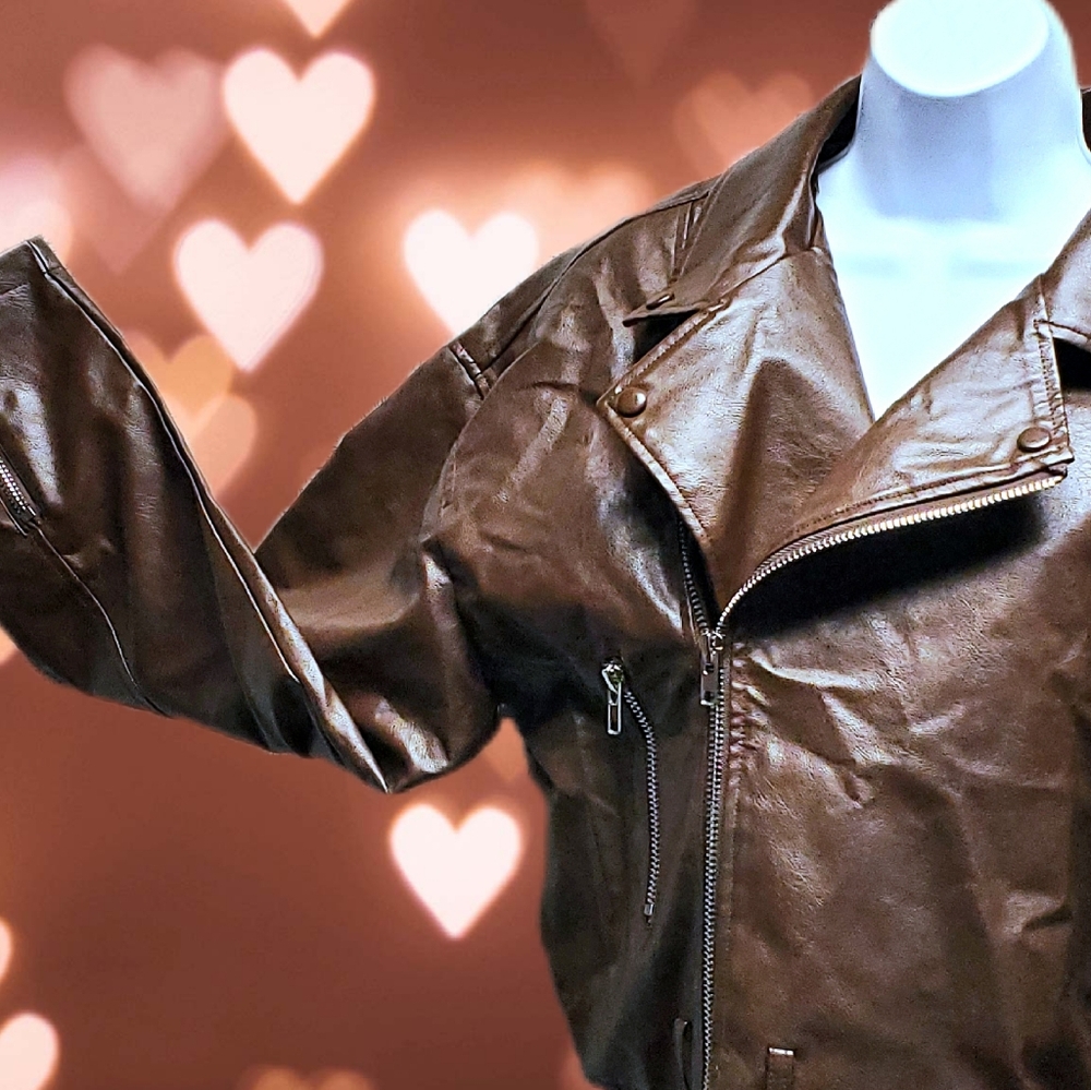 Brown Vegan Leather Motorcycle Jacket